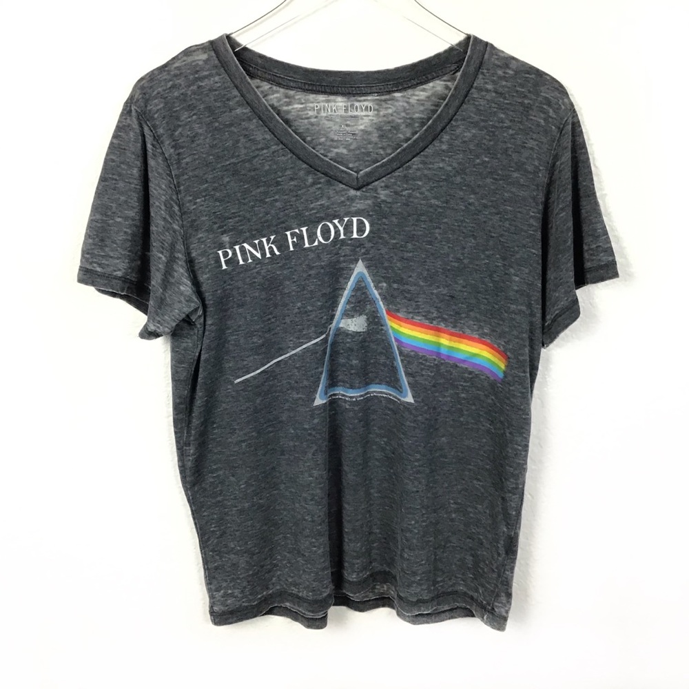 Pink Floyd Grey Burnout V Neck SS T-Shirt Size XL